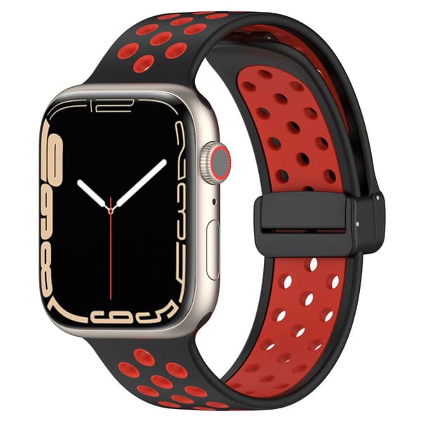Silikonarmband Sport Apple Watch 45mm Series 9 Svart/Röd