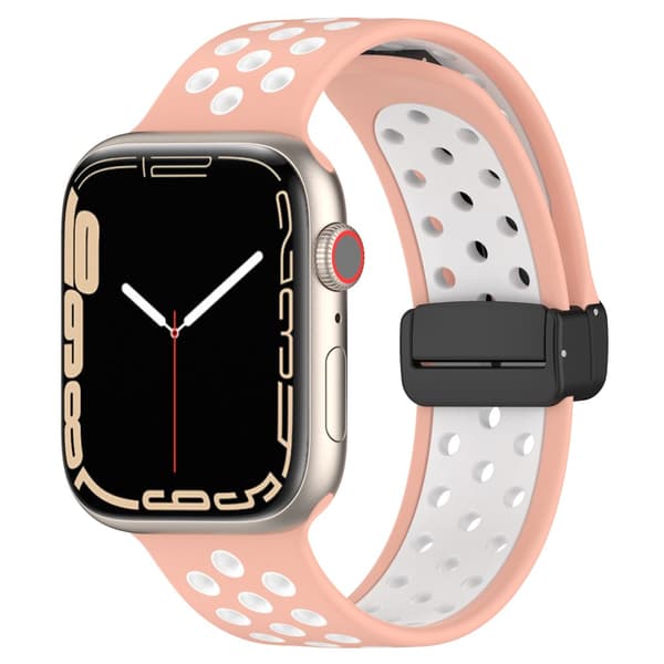 Silikonarmband Sport Apple Watch 42/44/45/49 mm Rosa/Vit