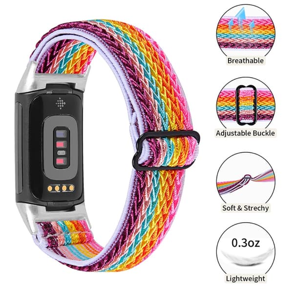 Vävd Nylonarmband Fitbit Charge 6 Regnbåge