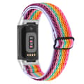 Miniatyrbild 1 av 3: Vävd Nylonarmband Fitbit Charge 6 Regnbåge