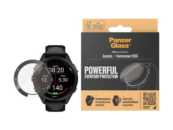 PanzerGlass - Skjermbeskyttelse for smart armbåndsur - glass - rammefarge svart - for Garmin Forerunner 265S