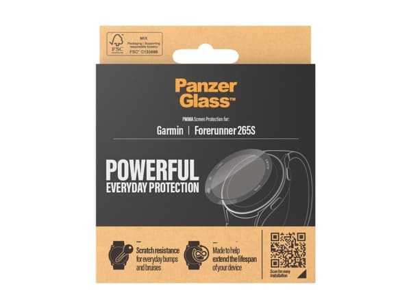 PanzerGlass - Skjermbeskyttelse for smart armbåndsur - glass - rammefarge svart - for Garmin Forerunner 265S
