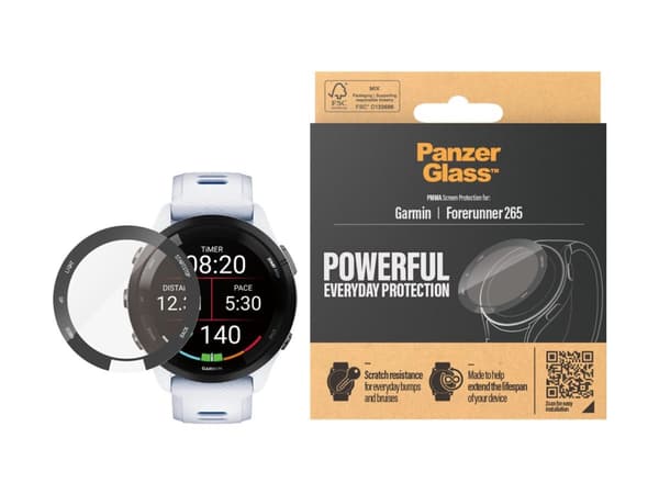 PanzerGlass - Skärmskydd för smart klocka - glas - ramfärg svart - för Garmin Forerunner 265