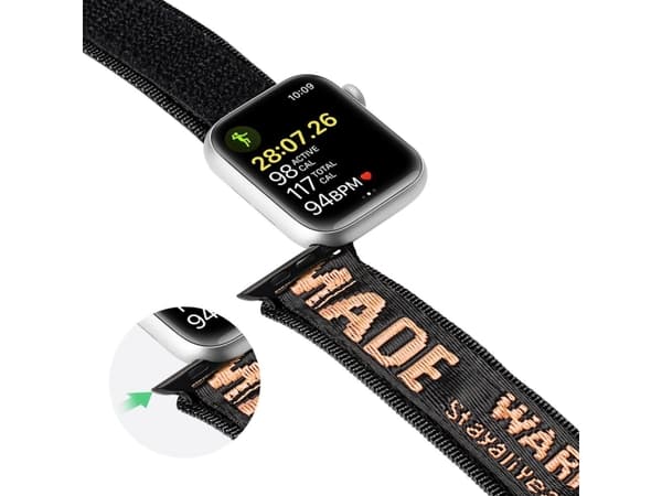 Dux Ducis Dux Ducis-armband (utomhusversion) Apple Watch Ultra, SE, 8, 7, 6, 5, 4, 3, 2, 1 (49, 45, 44, 42 mm) nylonarmband svart och orange