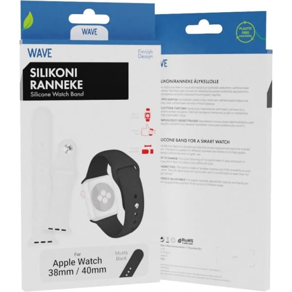 Våg silikonarmband, Apple Watch 38 mm / 40 mm / 41 mm, svart