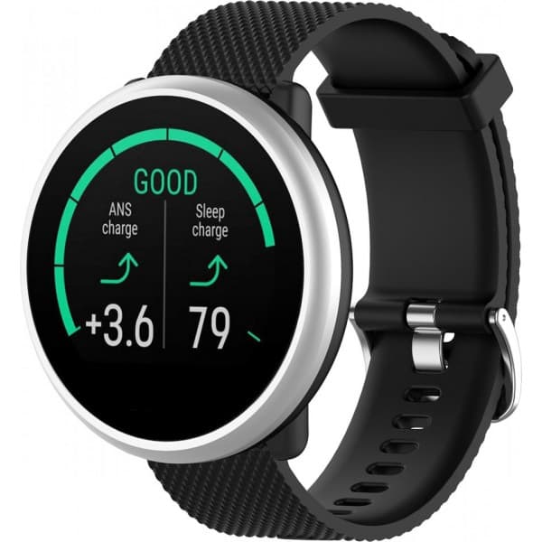 Bølge silikonearmbånd 20 mm, til smart- og sportsure, sort