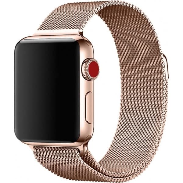 Wave teräspunottu ranneke, Apple Watch 38 mm / 40 mm / 41 mm, ruusukulta