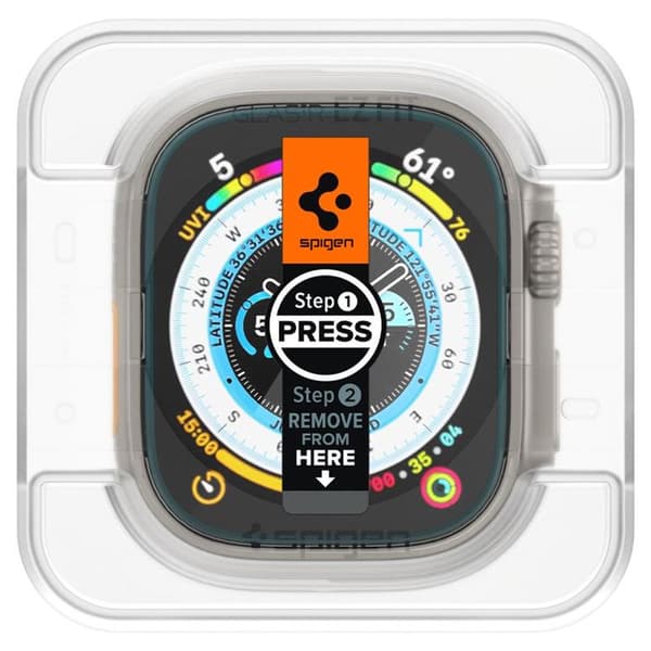 Spigen [2-Pack] Apple Watch Ultra (49 mm) Härdat Glas Skärmskydd Clear