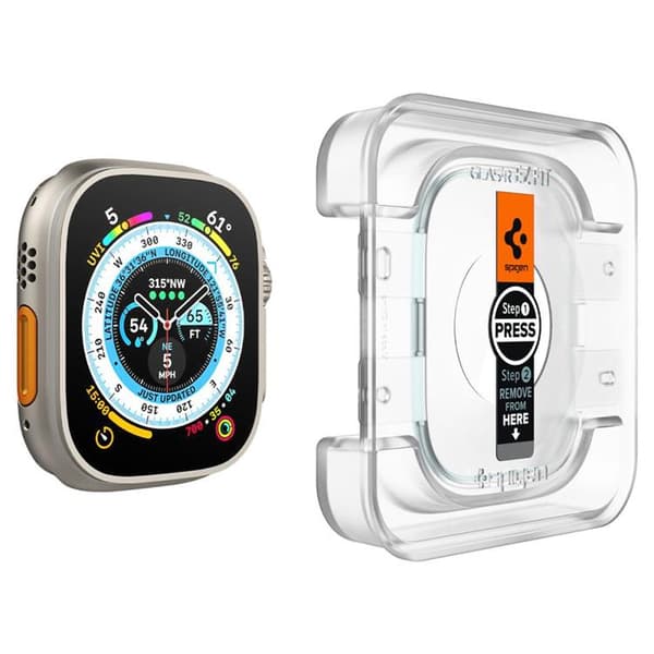 Spigen [2-Pack] Apple Watch Ultra (49 mm) Härdat Glas Skärmskydd Clear