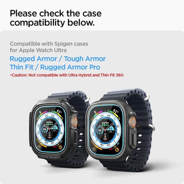 Spigen [2-Pack] Apple Watch Ultra (49 mm) Härdat Glas Skärmskydd Clear