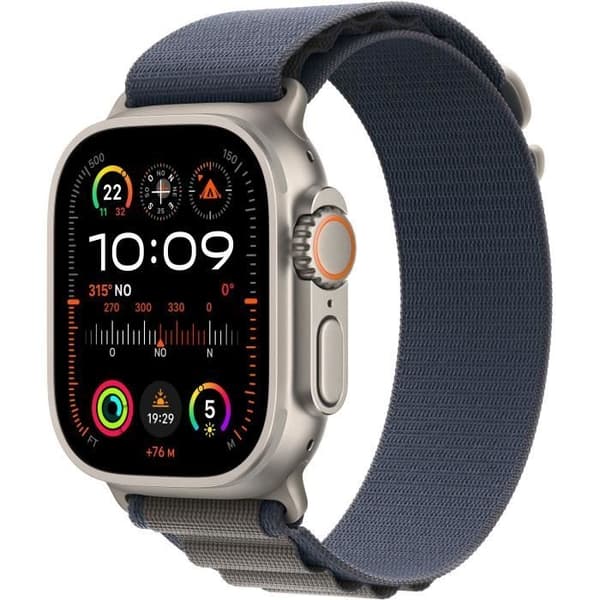Apple Watch Ultra 2 GPS + Cellular- 49 mm - Titanfodral - Blue Alpine Loop-rem - Liten