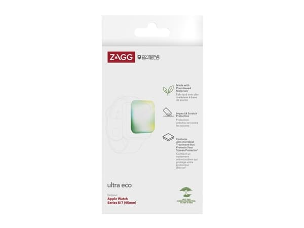 InvisibleShield Ultra ECO, Skjermbeskytter, Smartklokke, Apple, Watch Series 8/7 (45mm), Fallsikker, Støvresistent, Ripebestandig, Hengende boks