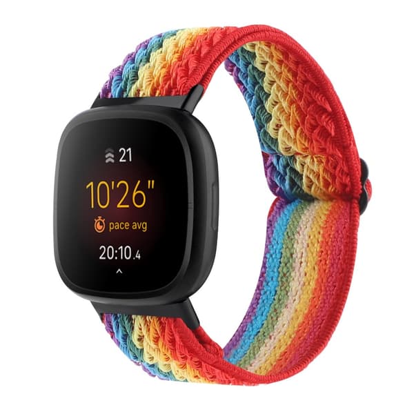 Vävd Nylonarmband Fitbit Versa 4/Sense 2 Regnbåge