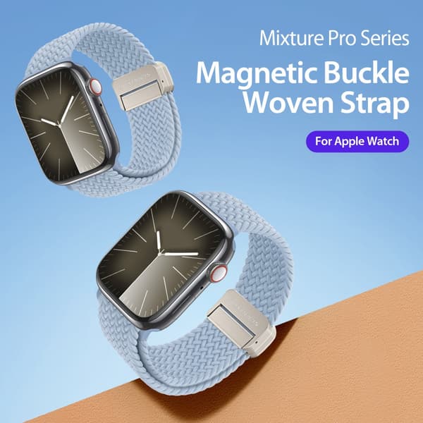 Dux Ducis Elastic Nylon Woven Strap Apple Watch 45mm Series 9 Ljusblå