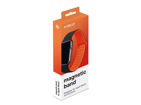 Celly WBANDMAGBKOR, Klockarmband, Apple, Watch 42 mm, Watch 44 mm, Watch 45 mm, Silikon, 20 mm, 220 mm
