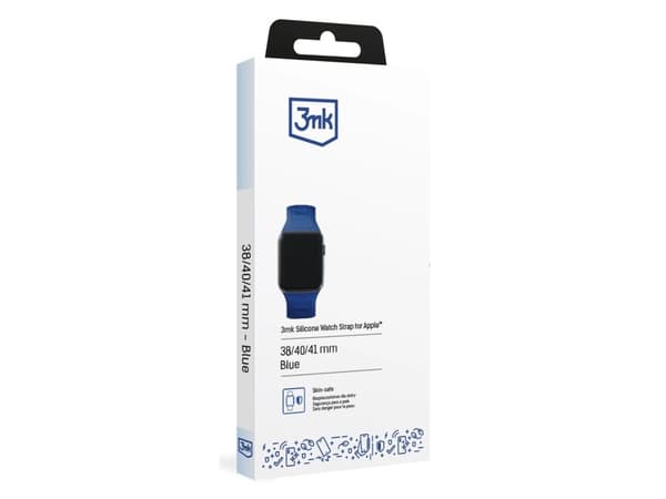 3MK 5903108565585, Klokkereim, Apple, Watch series 1/2/3/4/5/6/7/8/9/SE/Ultra, Silikon, Rustfritt stål, Blå, 38/40/41 mm