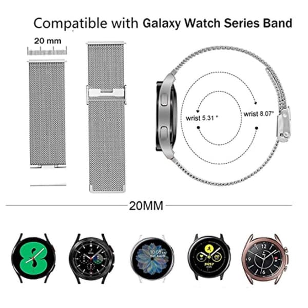 Milanese Mesh Bracelet Samsung Galaxy Watch FE Silver