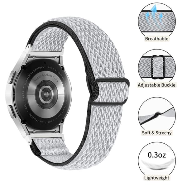 Vävd Nylonarmband Samsung Galaxy Watch 7 44mm Svart/Vit