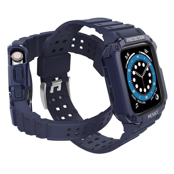 Beskytt armbåndet med etui Apple Watch 7 / 6 / 5 / 4 / 3 / 2 / SE (41 / 40 / 38 mm) etui, pansret klokkedeksel, blå