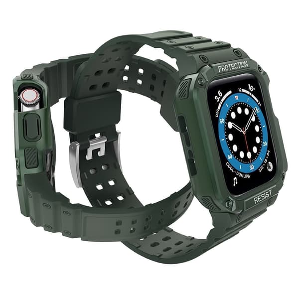 Beskytt armbåndet med etui Apple Watch 7 / 6 / 5 / 4 / 3 / 2 / SE (41 / 40 / 38 mm) etui pansret klokkedeksel grønt