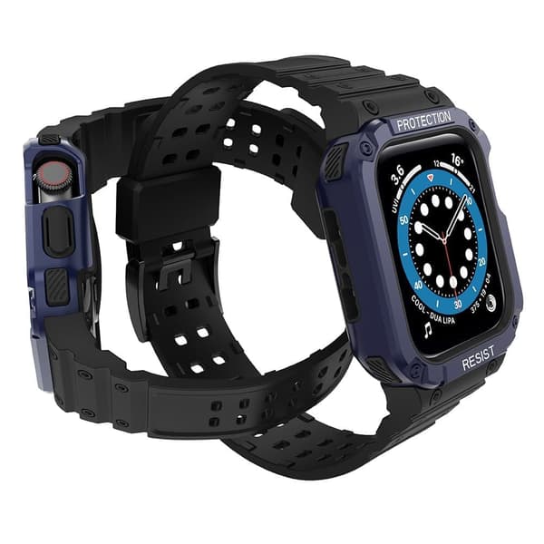 Beskytt armbåndet med etui Apple Watch 7 / 6 / 5 / 4 / 3 / 2 / SE (45 / 44 / 42 mm) etui pansret klokkedeksel svart
