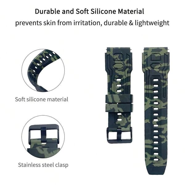 Armbånd Til Garmin Fenix 7/7 Pro/6/5 22mm Silikon - Camouflage Grønn