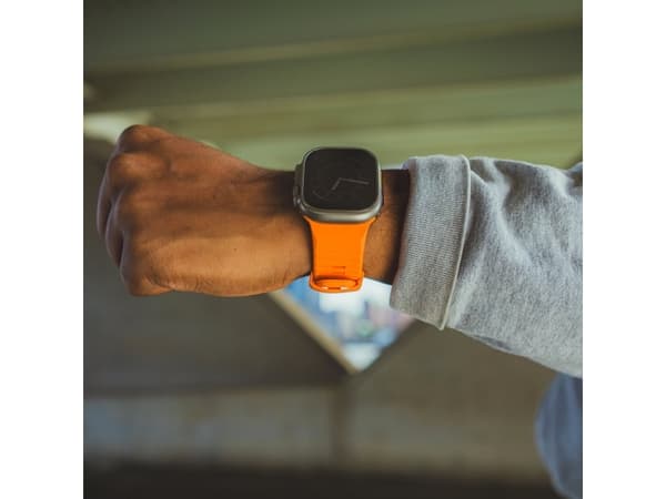Decoded D24AWS49UTS1AH, Klokkereim, Apple, Watch Series, Silikon, Rustfritt stål, Oransje
