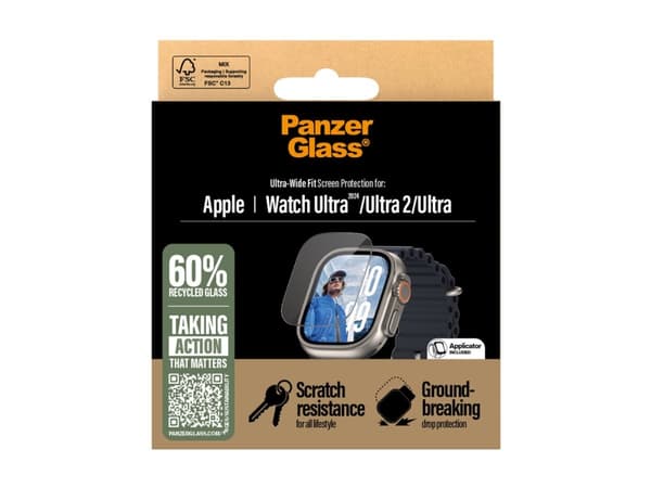 PanzerGlass - Skjermbeskyttelse for smart armbåndsur - ultrabred passform - glass - for Apple Watch Ultra 2