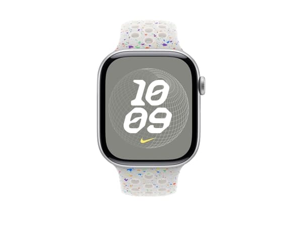 Apple Nike - Band för smart klocka - 46mm - M/L (passar handleder på 160 - 210 mm) - ren platinum