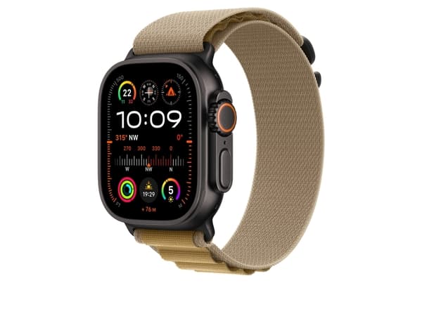 Apple - Slinga för smart klocka - 49 mm, svart titanfinish - Stor storlek - tan