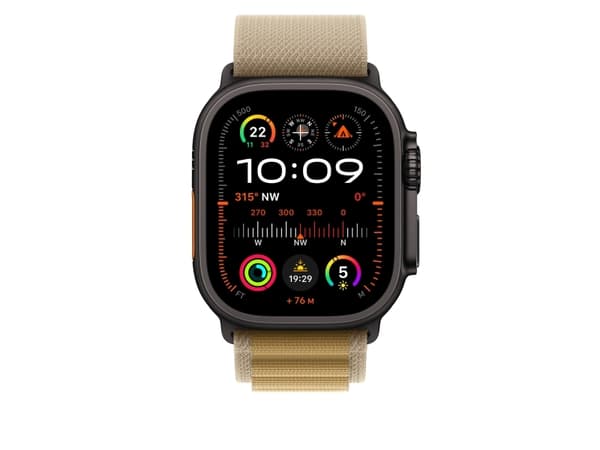 Apple - Slinga för smart klocka - 49 mm, svart titanfinish - Stor storlek - tan