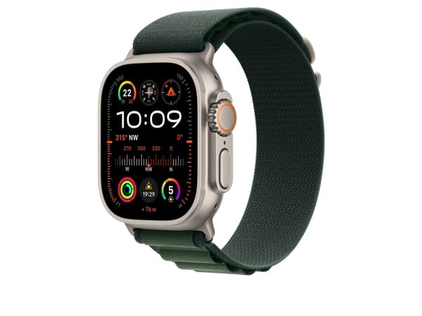 Apple 49mm Dark Green Alpine Loop - Small - Natural Titanium Finish, Band, Smartwatch, Green, Apple, Apple Watch Models 44mm 45mm 46mm 49mm, Polyeste