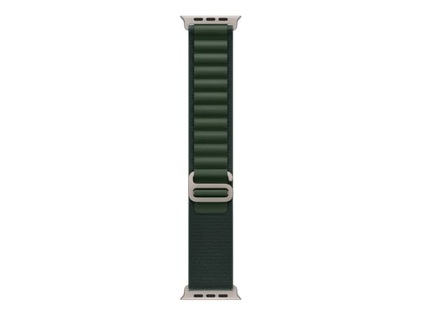 Apple 49mm Dark Green Alpine Loop - Small - Natural Titanium Finish, Band, Smartwatch, Green, Apple, Apple Watch Models 44mm 45mm 46mm 49mm, Polyeste