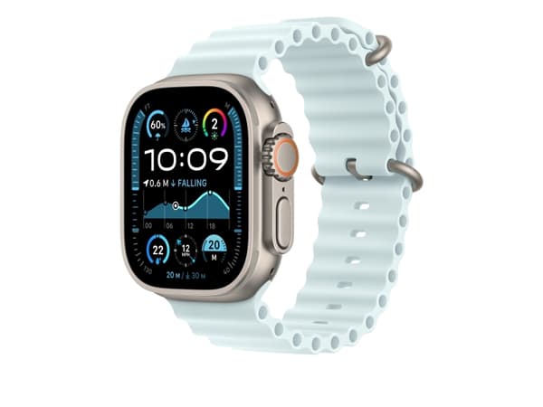Apple MXTG3ZM/A, Ranneke, SmartWatch, Sininen, Apple, Apple Watch Mallit 44mm 45mm 46mm 49mm, Fluorielastomeeri, Titaani