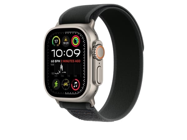 Apple Trail Loop - Slinga för smart klocka - 49 mm, naturlig titanfinish - storlek S/M - svart