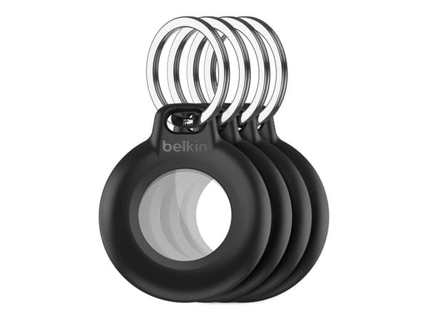 Belkin - Fodral för airtag - nyckelring - plast - svart (paket om 4) - för Apple AirTag