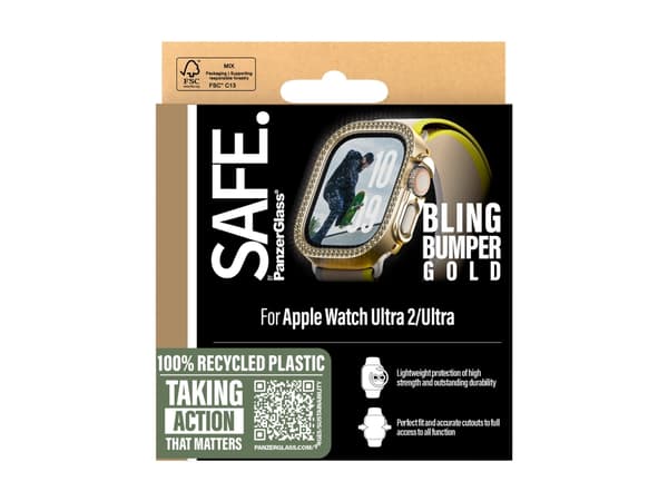 SAFE. by PanzerGlass - Støtfanger for smartarmåndsur - polykarbonat - bling-gull - for Apple Watch Ultra 2 (49 mm)