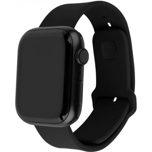 Fixed älykellon silikoniranneke, Apple Watch 42 / 44 / 45 mm, musta