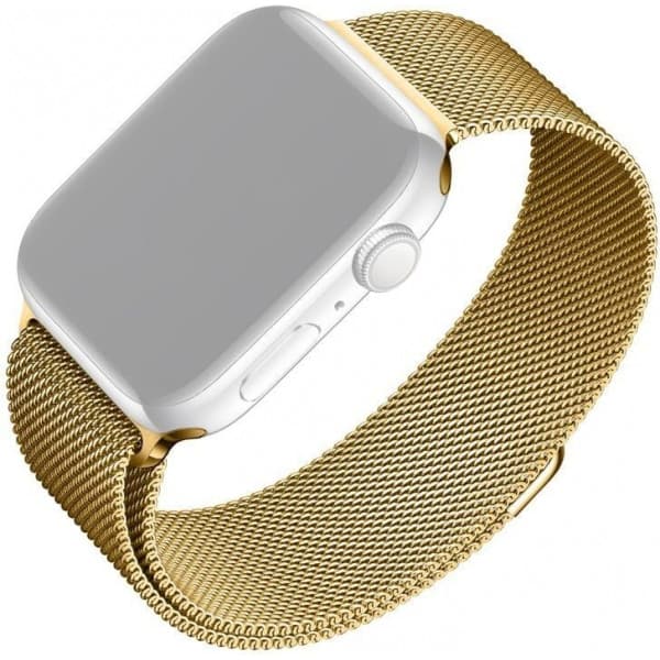 Fixerad mesharmband för smartklocka, Apple Watch 42 / 44 / 45 / 49 mm, guld