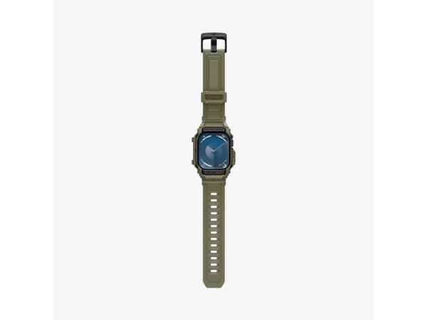 Spigen Rugged Armor Pro, Ask, Smartwatch, Khaki, Apple, Apple Watch 10 (46mm), Termoplastisk polyuretan (TPU)