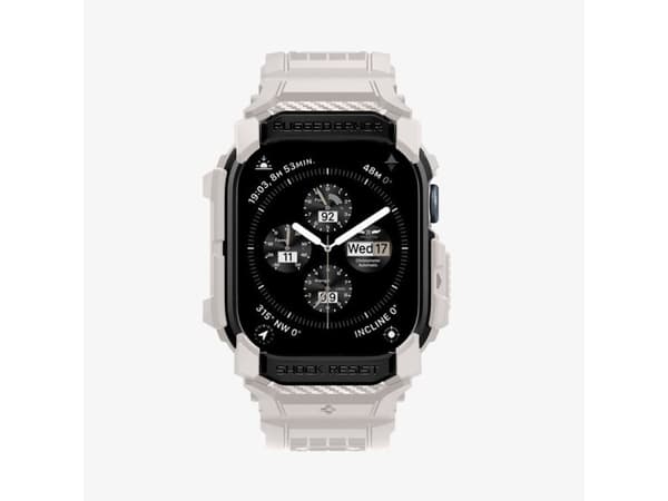 Spigen Rugged Armor Pro, Ask, Smartwatch, Beige, Apple, Apple Watch 10 (46mm), Termoplastisk polyuretan (TPU)