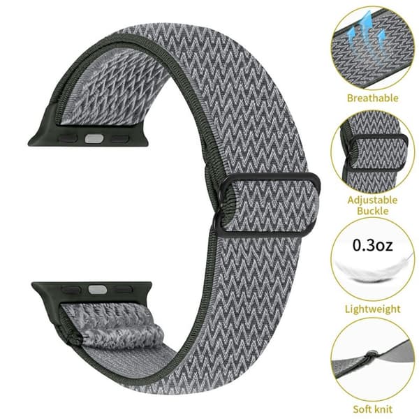 Vävd Nylonarmband Apple Watch Series 10 42mm Grön/Grå