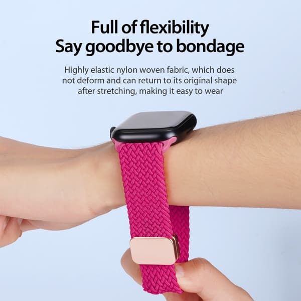 Dux Ducis Elastic Nylon Woven Strap Apple Watch Series 10 42mm Rosa
