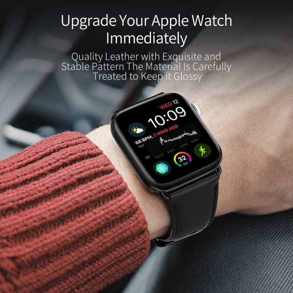 Dux Ducis Läderarmband Apple Watch Series 10 42mm Svart
