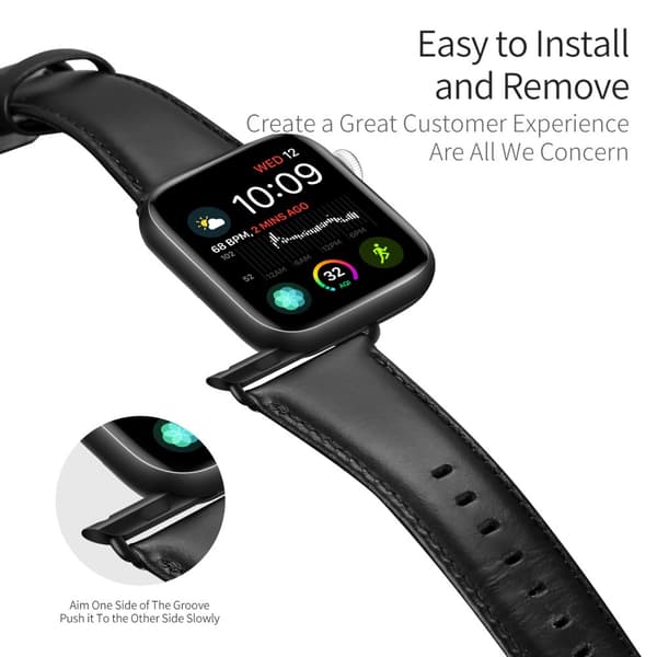 Dux Ducis Läderarmband Apple Watch Series 10 42mm Svart