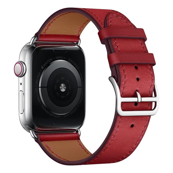 Äkta Läderarmband Apple Watch Series 10 42mm Röd