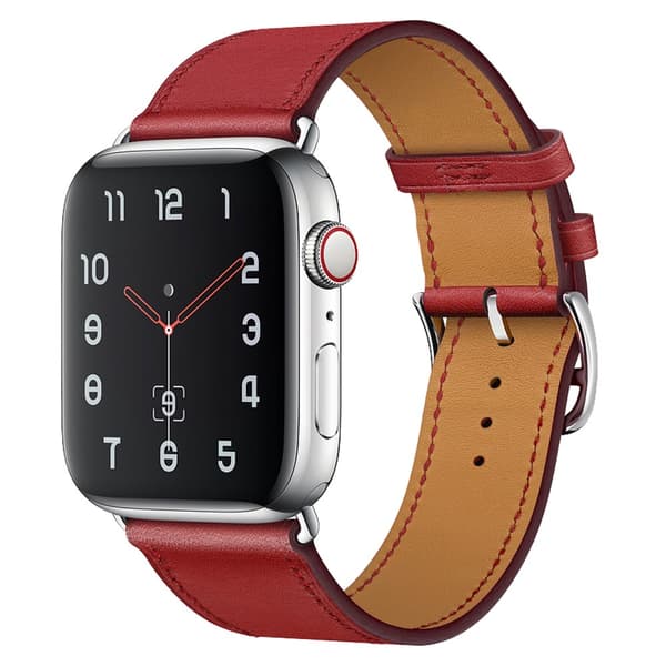 Äkta Läderarmband Apple Watch Series 10 42mm Röd