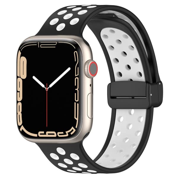 Silikonarmband Sport Apple Watch Series 10 42mm Svart/Vit