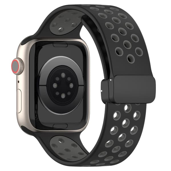 Silikonarmband Sport Apple Watch Series 10 42mm Svart/Grå