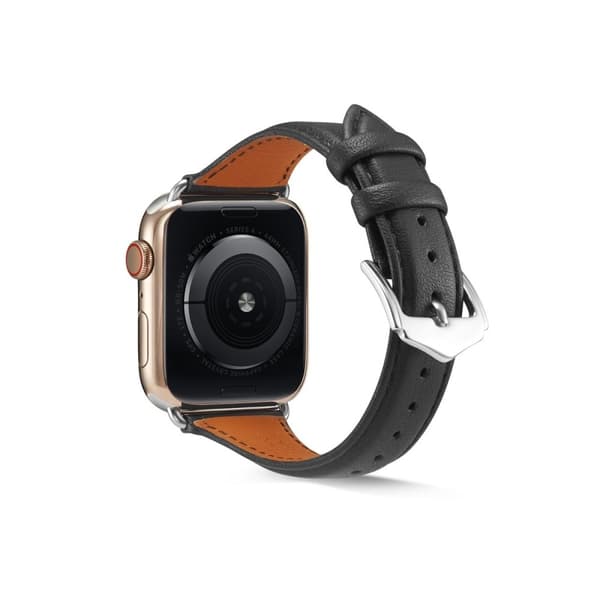 Smalt Läderarmband Apple Watch Series 10 42mm Svart